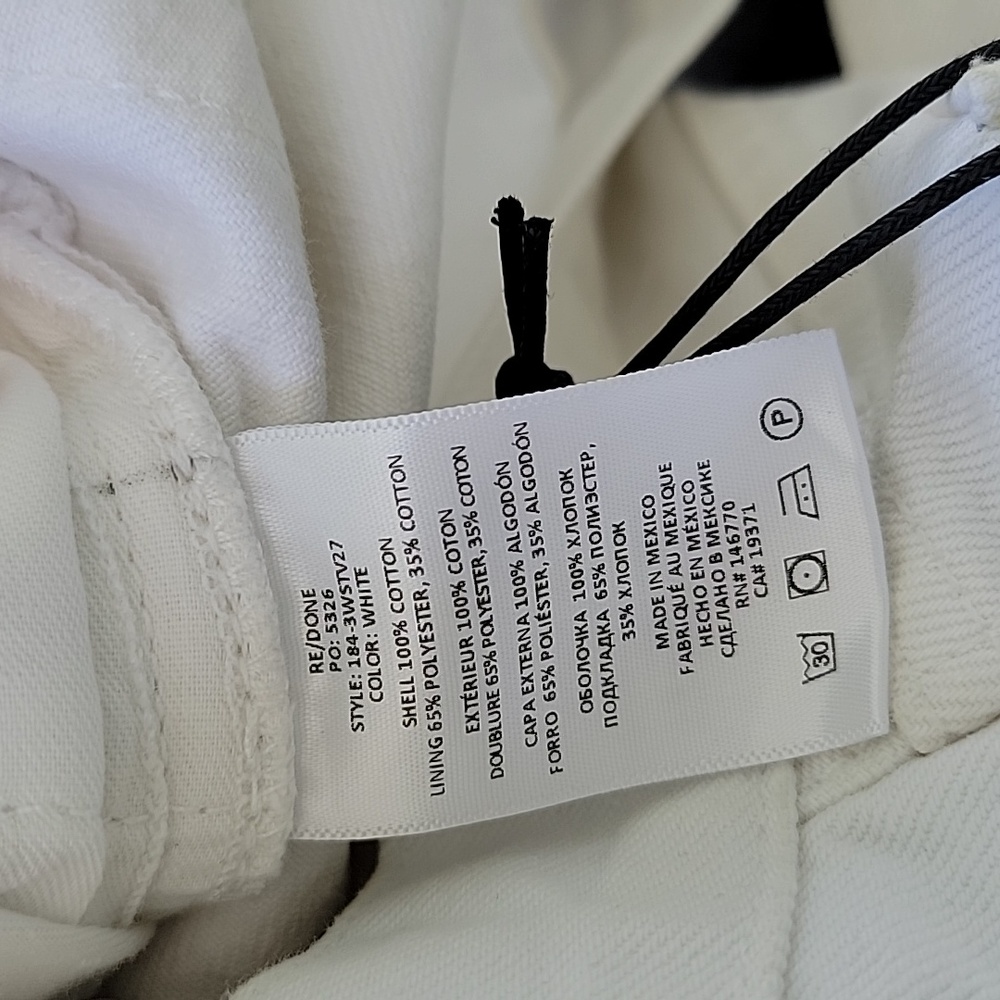 Re/Done 70s Ultra High Rise Stove Pipe Jeans in Vintage White Sz 26 Button Fly - Picture 5 of 16